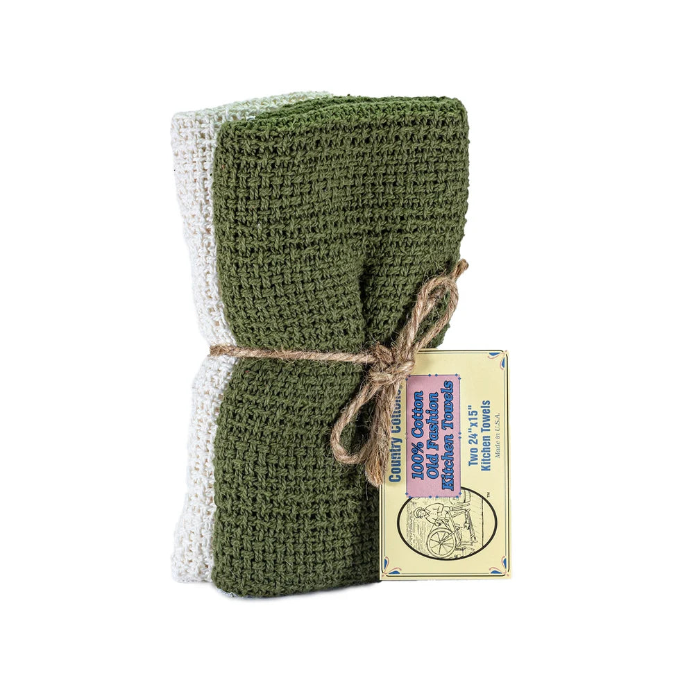 Kitchen Towels 2 Pack - 100% Cotton - Available in Natural, Slate Blue and Sage