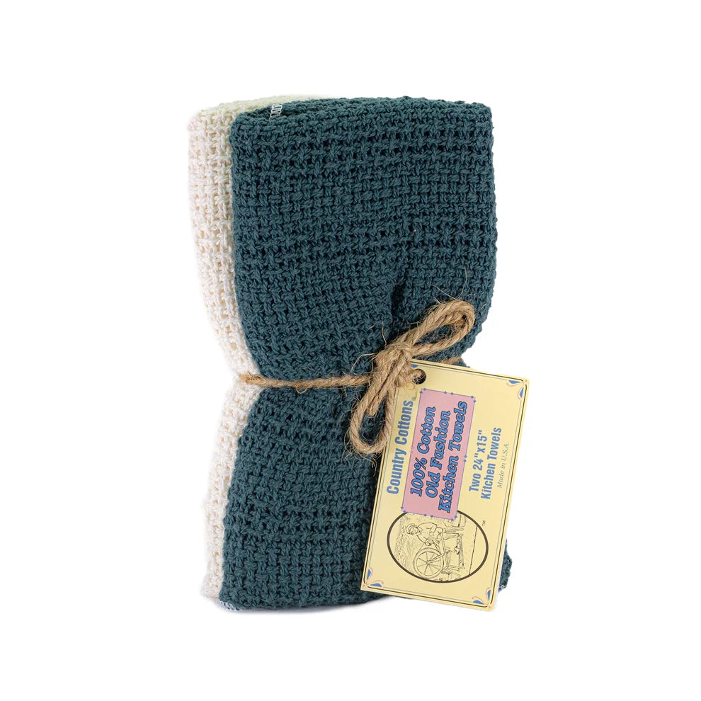 Kitchen Towels 2 Pack - 100% Cotton - Available in Natural, Slate Blue and Sage
