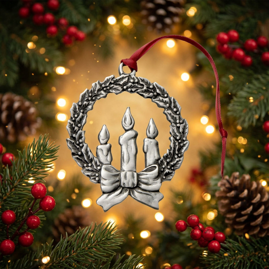 Candles in Wreath Ornament