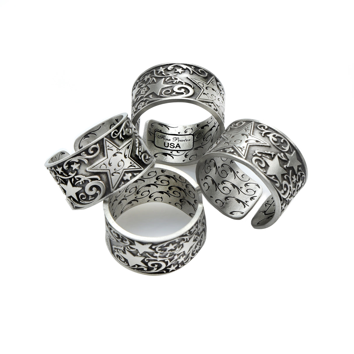 Star napkin rings on white background