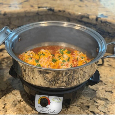 Stainless Steel 6 Quart Gourmet Stockpot with Cover with Slow Cooker