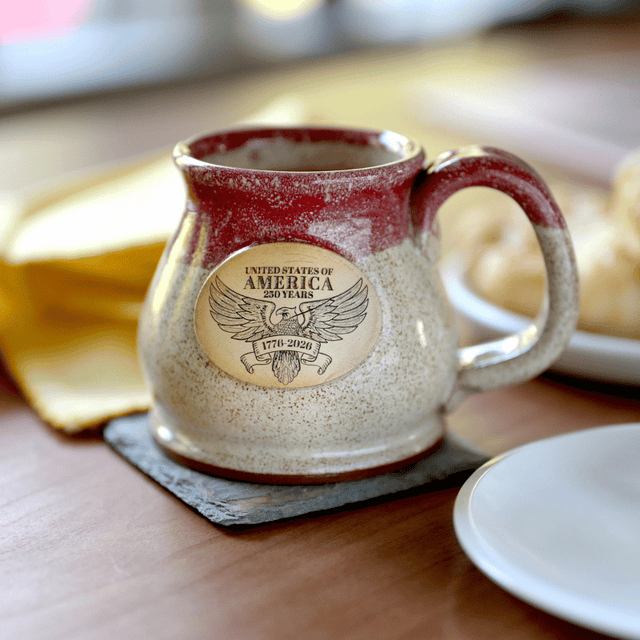 Colonial Red Happy Birthday America 250th Commemorative Semiquincentennial American Made Mug