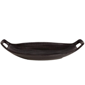 Ceramic Oval Entree Basket in American Black Matte 16" X 8"