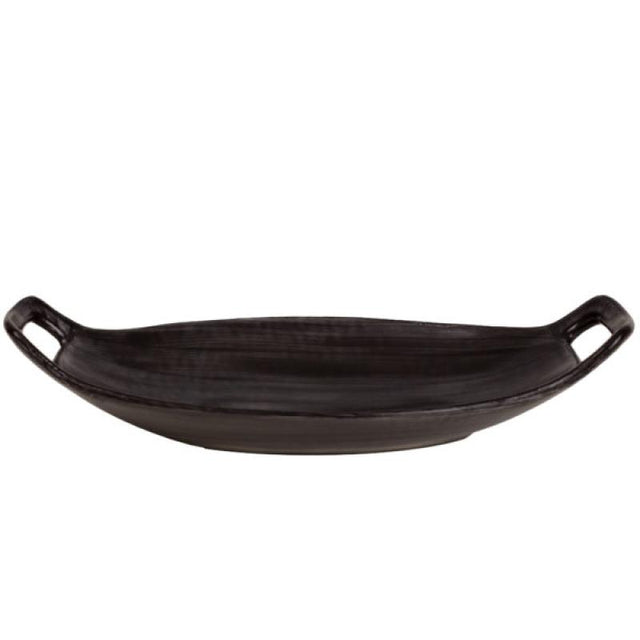 Ceramic Oval Entree Basket in American Black Matte 16" X 8"