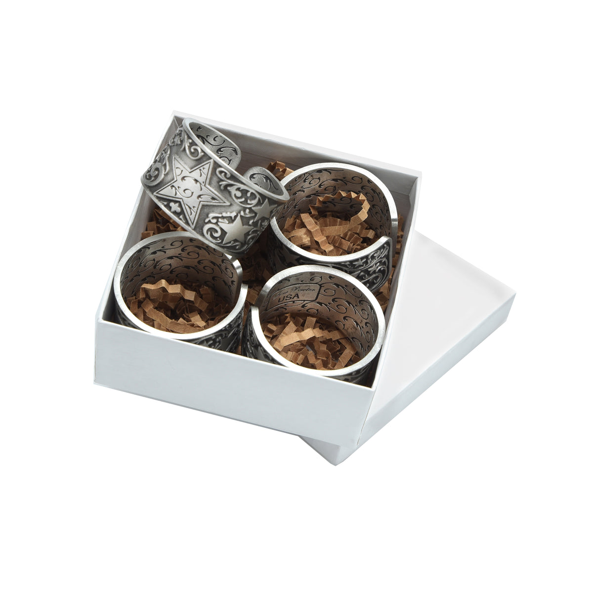Four Stars Napkin Rings in Box