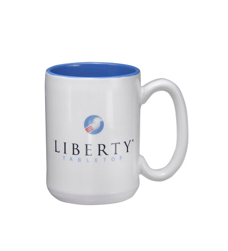 Liberty Tabletop Logo White Mug with Flag blue interior