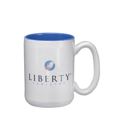 Liberty Tabletop Logo White Mug with Flag blue interior