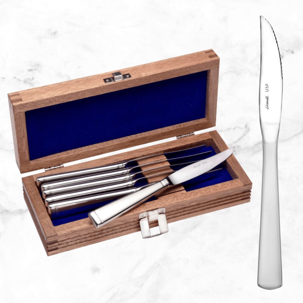 Satin America Solid Steak Knives with chest