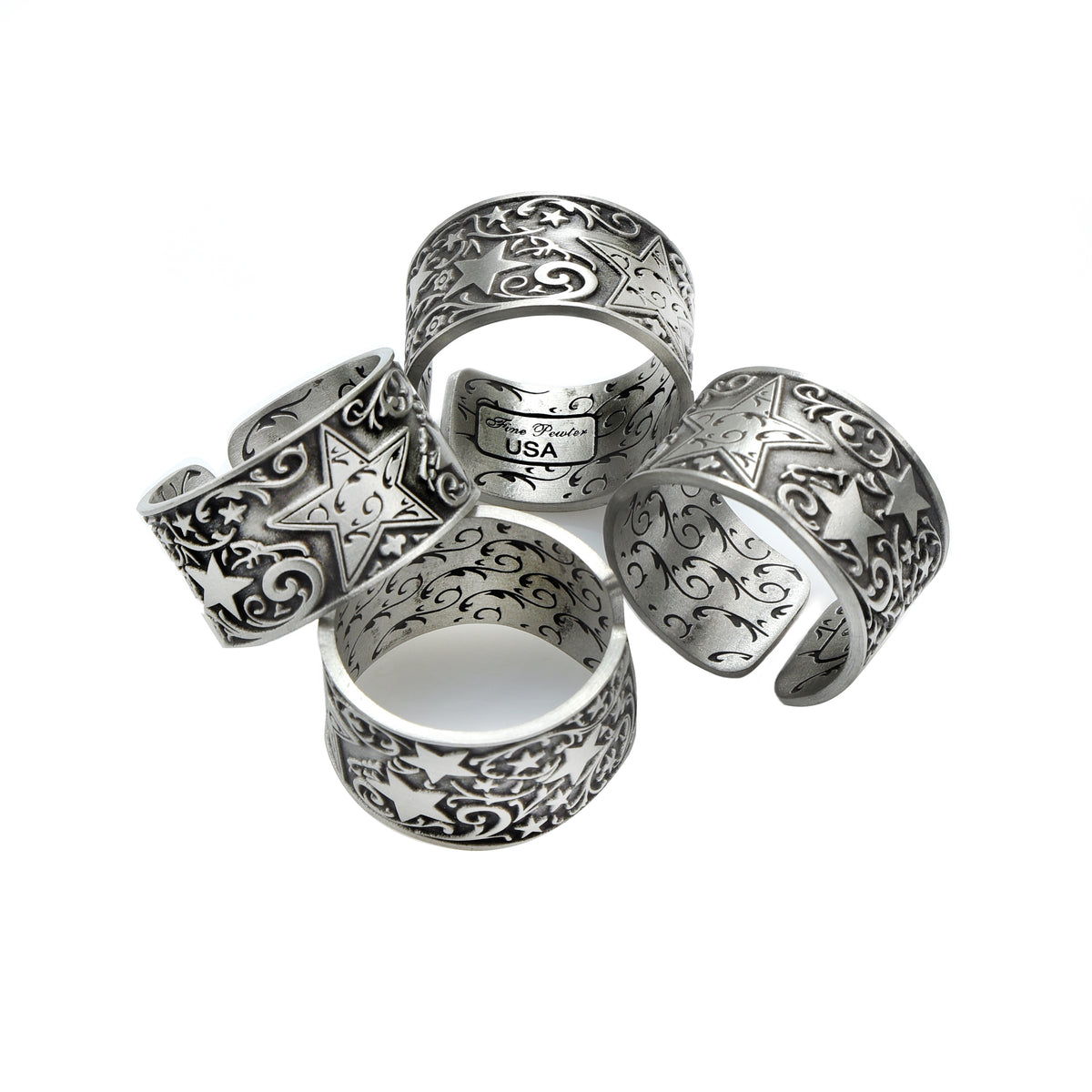 Star napkin rings on white background