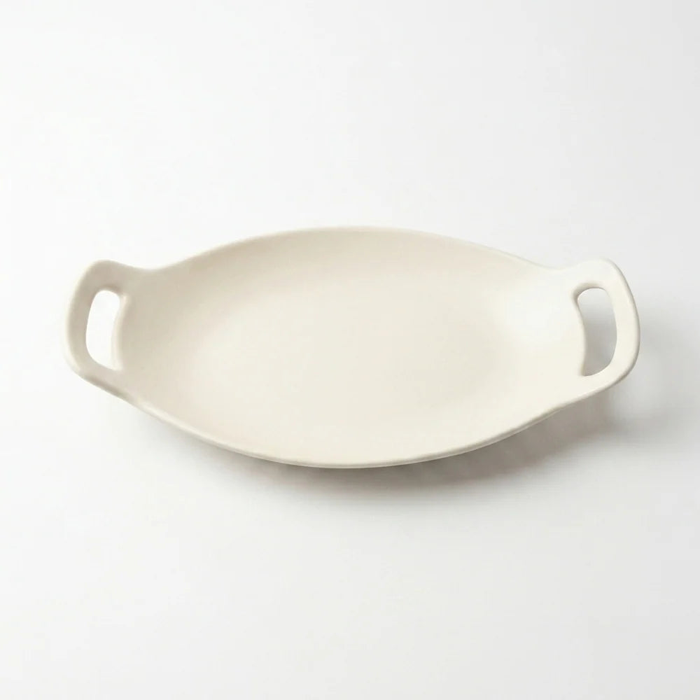 Oval Handled Entree Platter in American Matte White