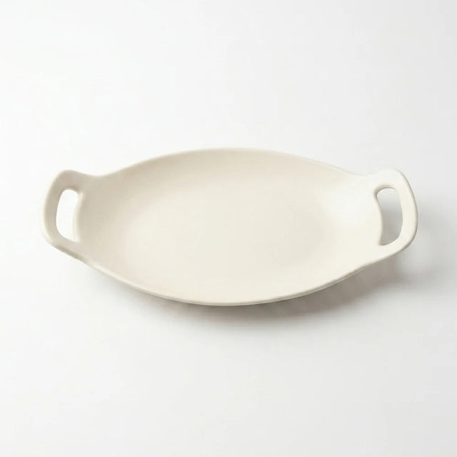 Oval Handled Entree Platter in American Matte White