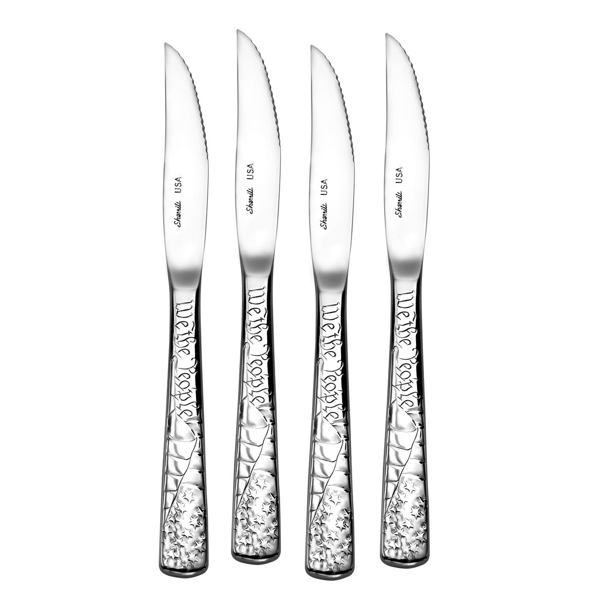 NEW! American Liberty Solid Handle Steak Knife Set of 4 "We the People"
