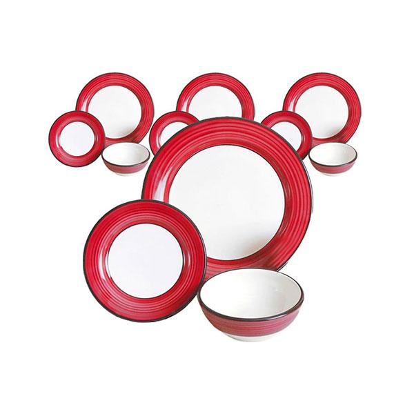 12 Piece Red Spree Dinnerware Set