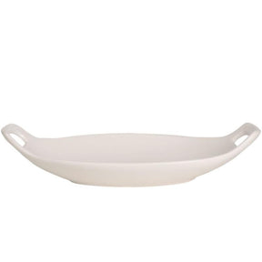 Ceramic Oval Entree Basket in American White Matte 16" X 8"
