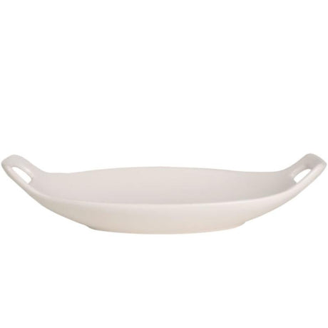 Ceramic Oval Entree Basket in American White Matte 16" X 8"