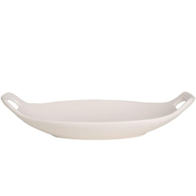 Ceramic Oval Entree Basket in American White Matte 16" X 8"