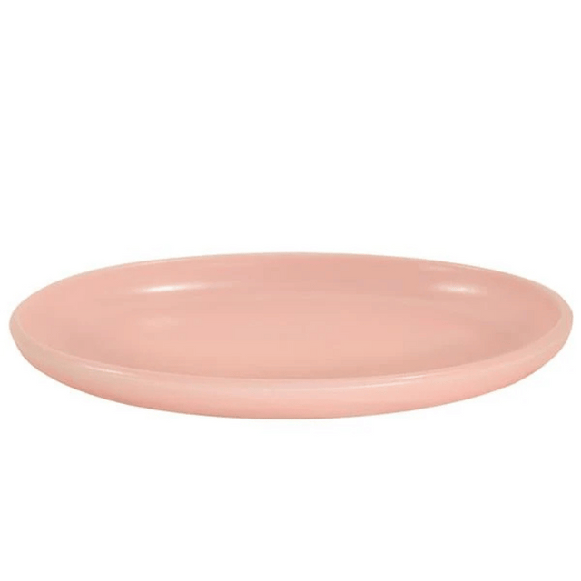 Ceramic Oval Serving Platter in American Matte Pink 12.5" x 9"