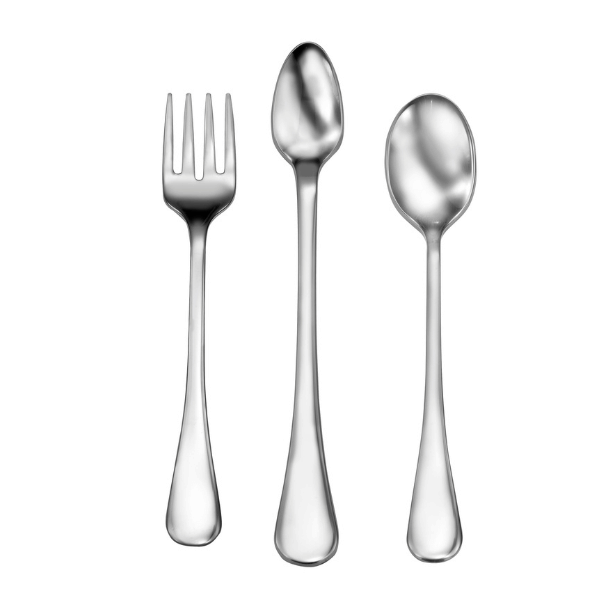 Liberty Tabletop Baby Silverware Set of 3 shown on a white background.