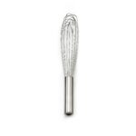 french whisk with stainless handle on white background