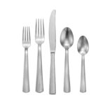 American Industrial flatware 5-piece place setting made in USA shown on a white background.