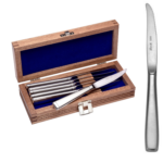 American Industrial 6-Piece Steak Knife Set with Chest on white background.