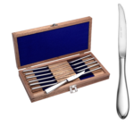Betsy Ross 12-piece steak knife set with chest shown on a white background.