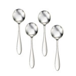 Betsy Ross soup spoon set of 4 flatware made in the USA shown on a white background.