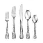 calavera 5 piece place setting flatware with skulls shown on a white background.