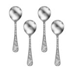 calavera skull soup spoon set of 4 flatware made in the USA shown on a white background.