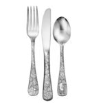 american outdoors three piece basic set with fork knife and spoon on white background