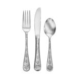 Celtic Irish flatware set made in the USA shown on a white background.
