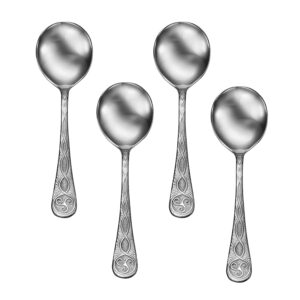 Celtic flatware soup spoon set of 4 shown on a white background.