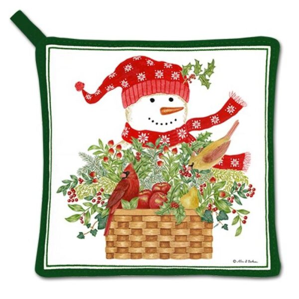 Snowman in a Basket Potholder Christmas