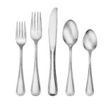 classic rim 5 piece place setting flatware made in America shown on white background