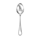 classic rim pierced serving spoon shown on white background