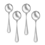 classic rim soup spoon set of 4 made in the USA shown on a white background