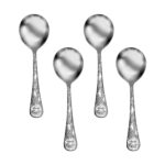 Earth flatware soup spoon set of 4 on white background.
