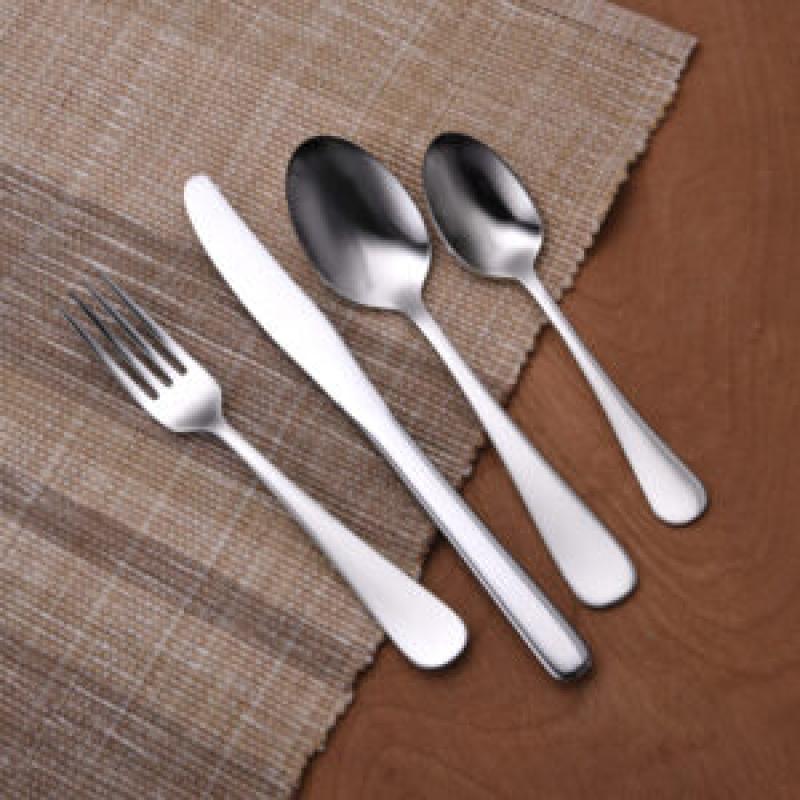 Liberty Tabletop Econo-Line Flatware on brown place mat