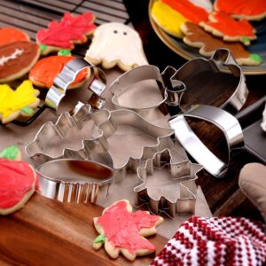 Fall Cookie Cutters with decorated cookies