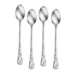 Flame fire iced teaspoon set of 4 shown on a white background.