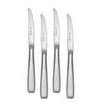 American Industrial steak knife set of four made in the USA shown on a white background.