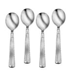 Lincoln flatware New Large soup spoon set of 4 shown on a white background.