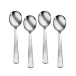 Modern America large soup spoon set of 4 shown on a white background.