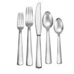 Modern America solid dinner knife 5-piece place setting flatware set shown on a white background.