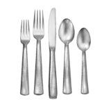 Pinehurst hollow handle flatware 5 piece set made in USA shown on a white background.