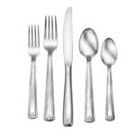 Prestige 5-piece place setting flatware made in USA shown on a white background.