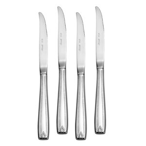 Prestige flatware steak knife set of 4 shown on a white background.