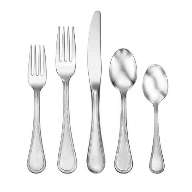 Satin Pearl 5 pc place setting shown on white background