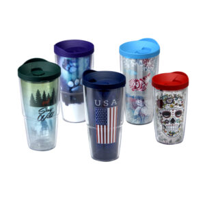 Tall Tervis Tumblers on white background.