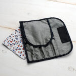 Traveler cutlery pouch with stars cloth napkin shown on a white background